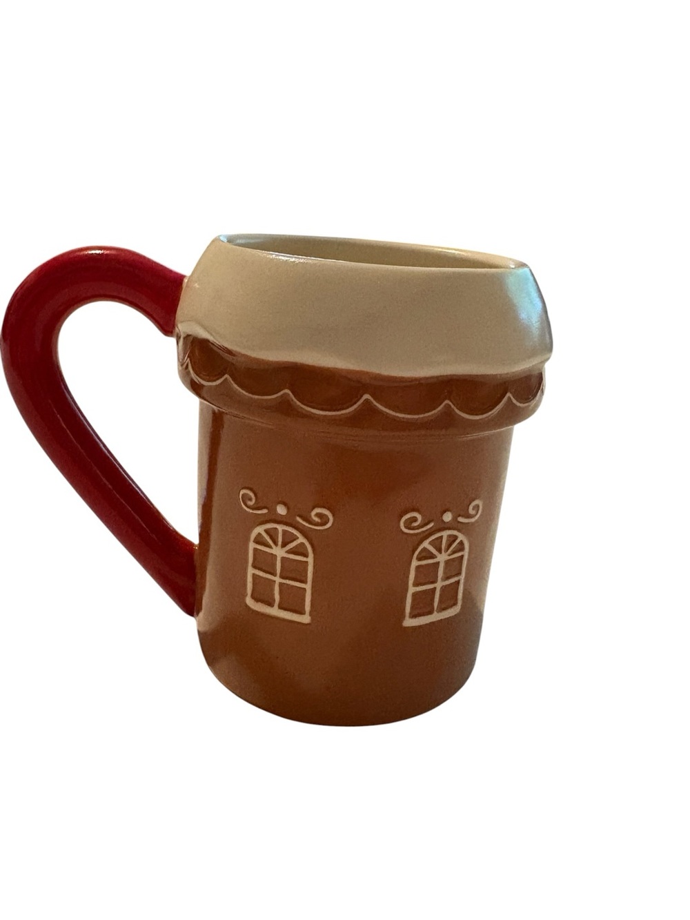 Wondershop Brown Gingerbread House Mug with Red Handle - Picture 2 of 3